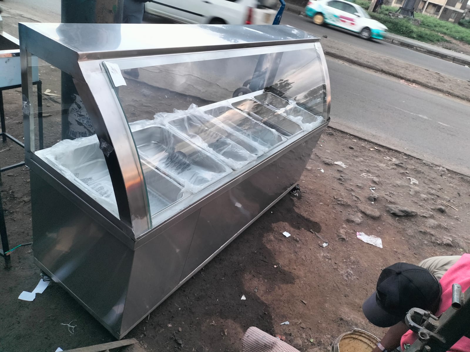 Stainless Steel Bain Marie with Glass Sneeze Guard