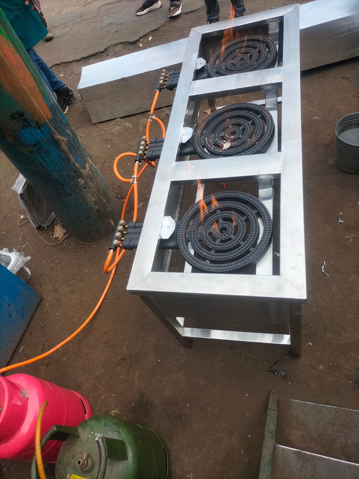 Stainless Steel 4 Ring 3 Burner Cooker