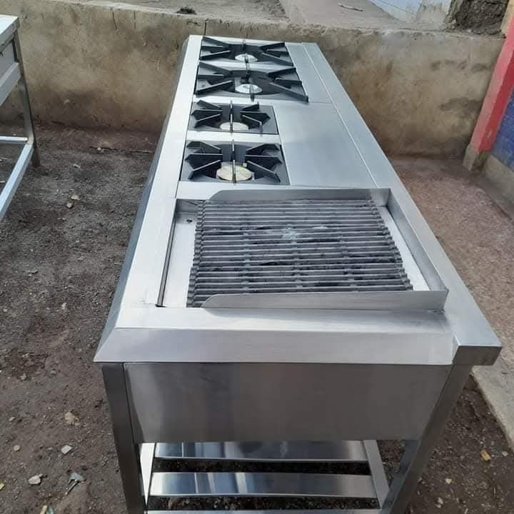 Combined Cooker 6 Burner With Griddle and Deep Fryer